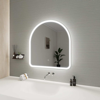 32 Inch Arch LED Front and Backlit Wall Mirror in Silver