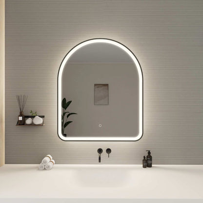 36 Inch Arch LED Front and Backlit Wall Mirror in Black