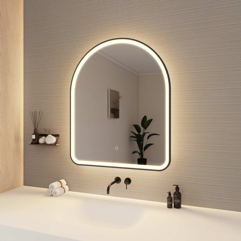 36 Inch Arch LED Front and Backlit Wall Mirror in Black
