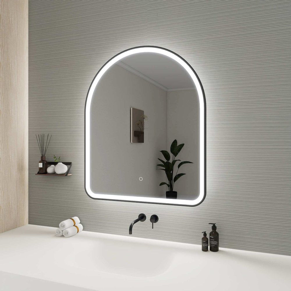 36 Inch Arch LED Front and Backlit Wall Mirror in Black