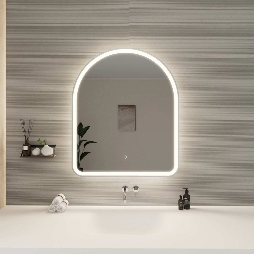36 Inch Arch LED Front and Backlit Wall Mirror in Silver