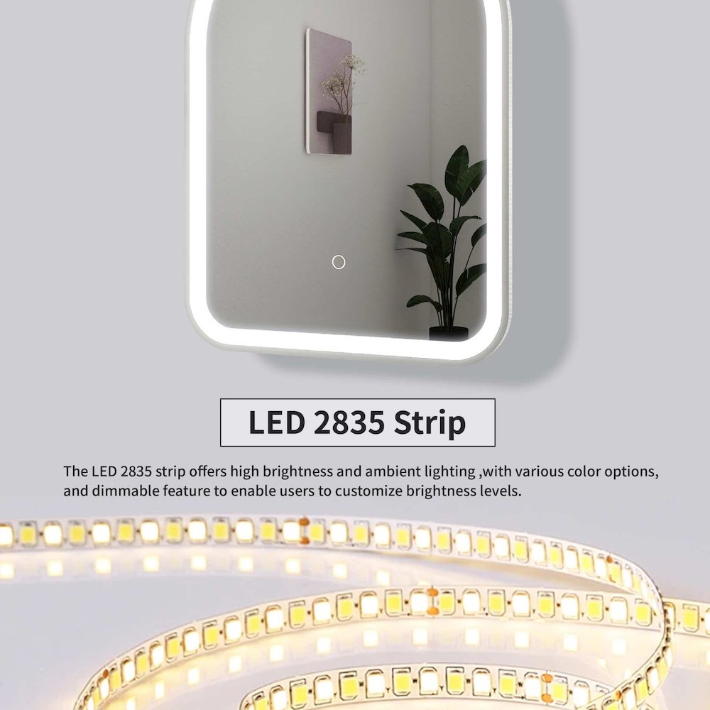 36 Inch Arch LED Front and Backlit Wall Mirror in Silver
