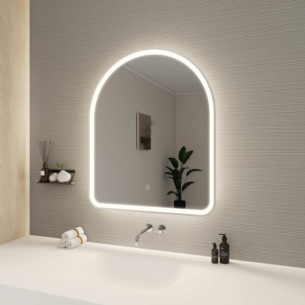 36 Inch Arch LED Front and Backlit Wall Mirror in Silver