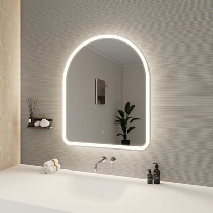 36 Inch Arch LED Front and Backlit Wall Mirror in Silver