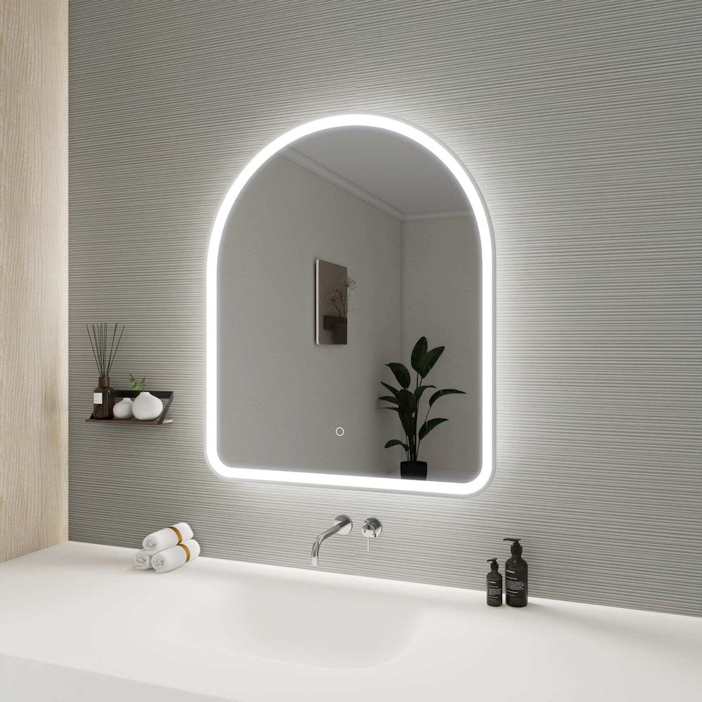 36 Inch Arch LED Front and Backlit Wall Mirror in Silver