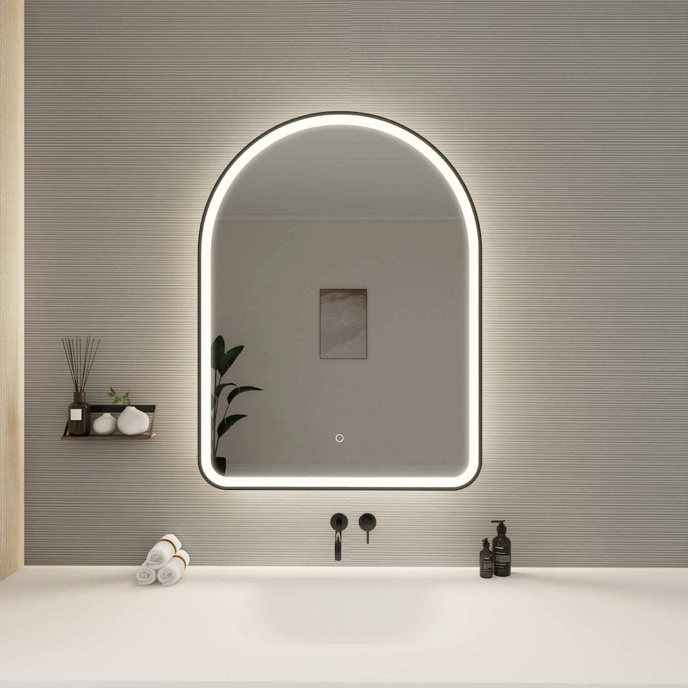40 Inch Arch LED Front and Backlit Wall Mirror in Black