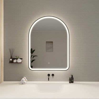 40 Inch Arch LED Front and Backlit Wall Mirror in Black