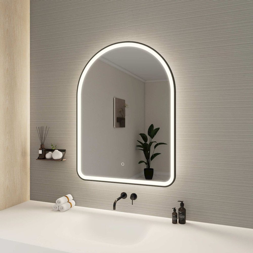 40 Inch Arch LED Front and Backlit Wall Mirror in Black
