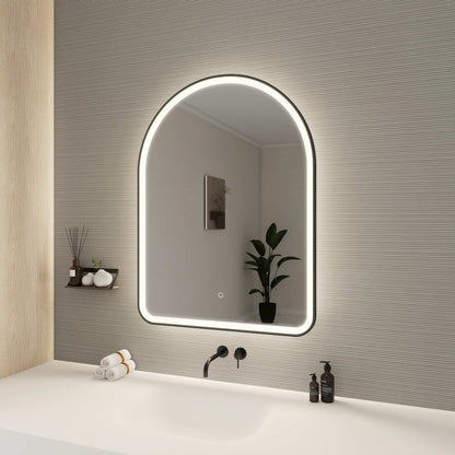 40 Inch Arch LED Front and Backlit Wall Mirror in Black