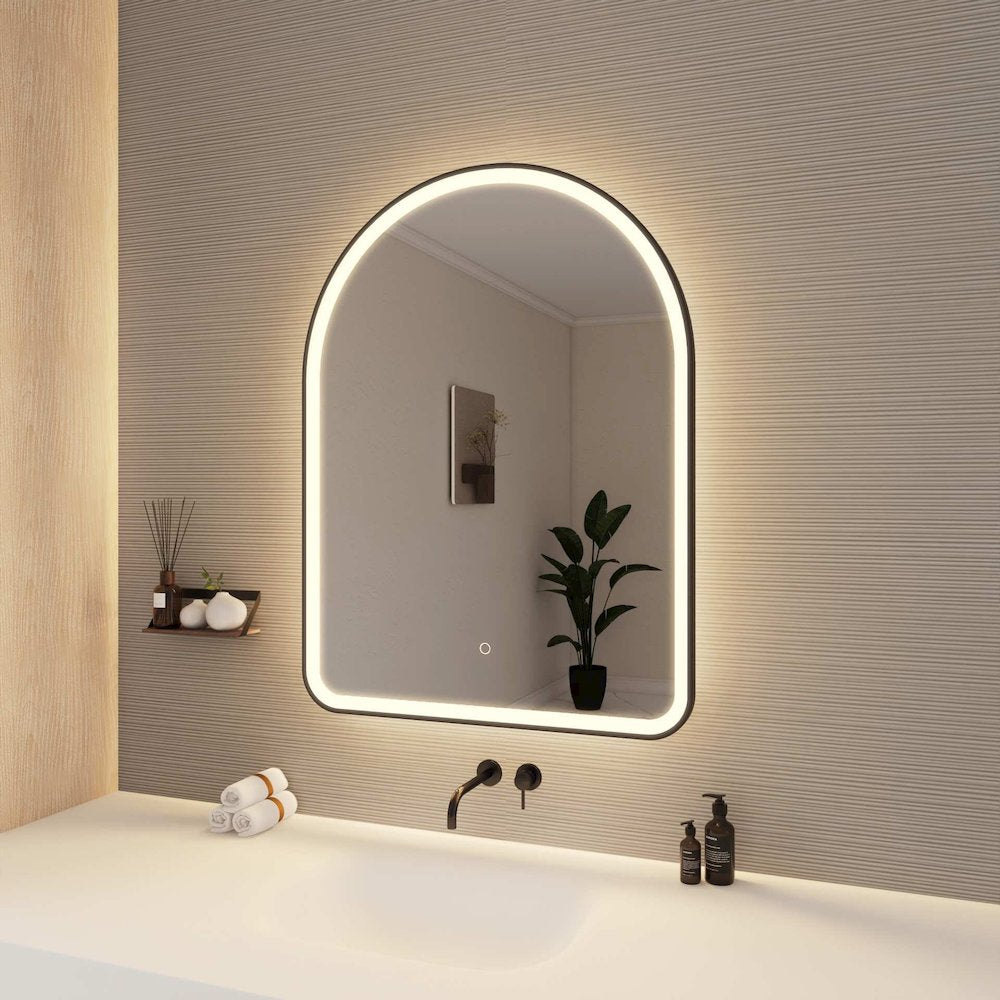 40 Inch Arch LED Front and Backlit Wall Mirror in Black