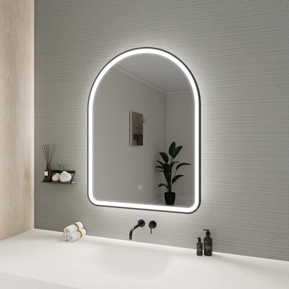 40 Inch Arch LED Front and Backlit Wall Mirror in Black