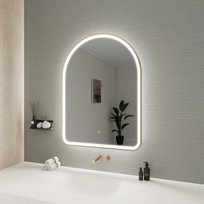 40 Inch Arch LED Front and Backlit Wall Mirror in Satin Gold