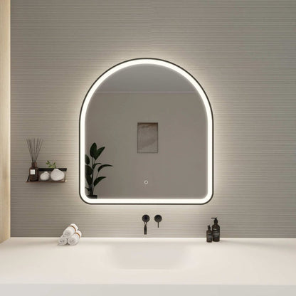36 Inch Arch LED Front and Backlit Wall Mirror in Black