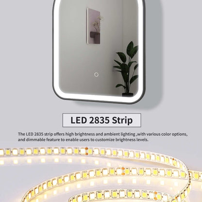 36 Inch Arch LED Front and Backlit Wall Mirror in Black
