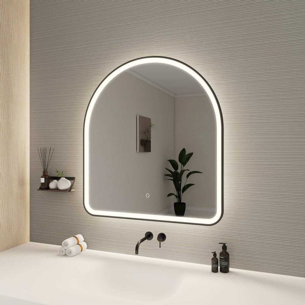 36 Inch Arch LED Front and Backlit Wall Mirror in Black