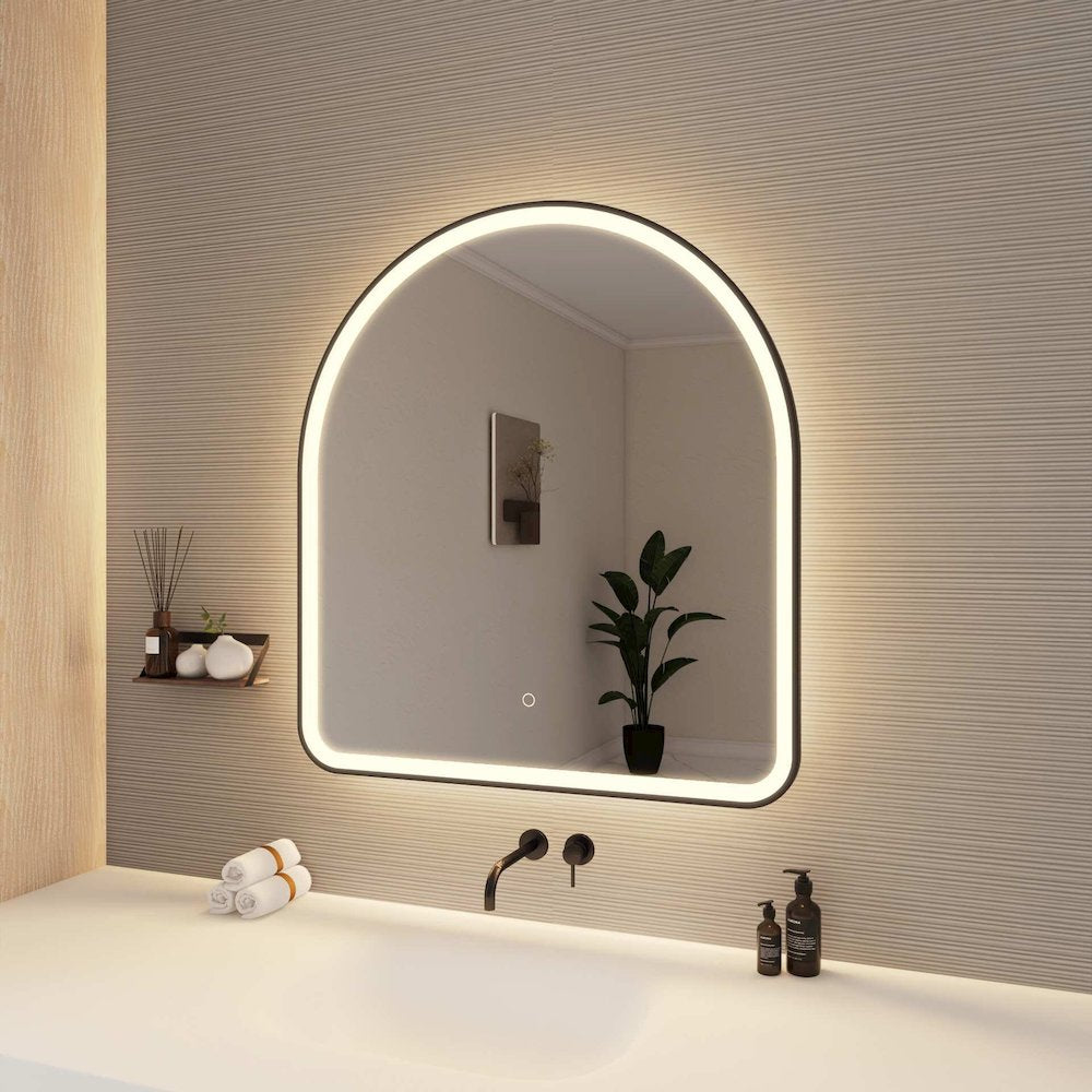 36 Inch Arch LED Front and Backlit Wall Mirror in Black
