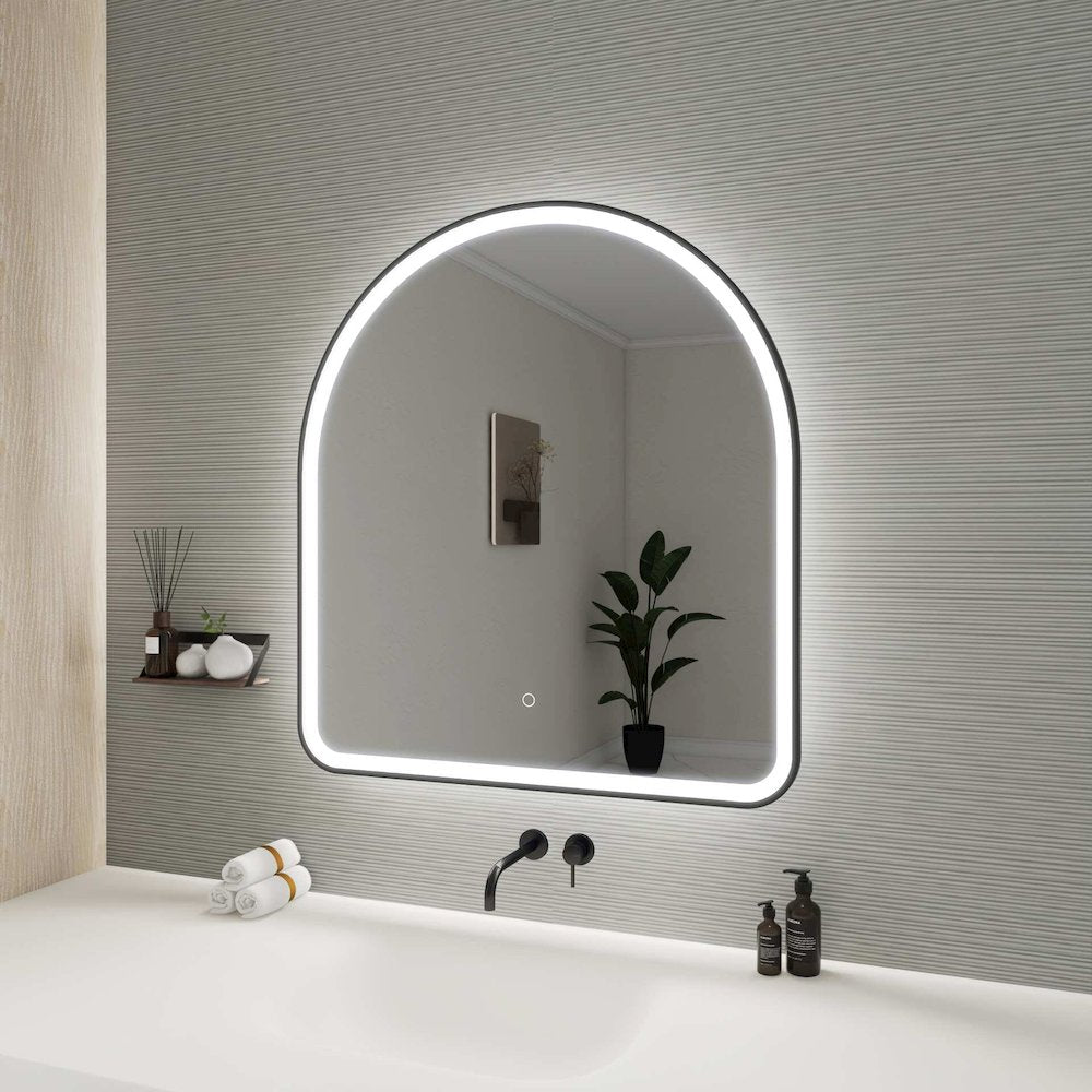 36 Inch Arch LED Front and Backlit Wall Mirror in Black