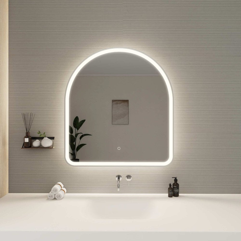 36 Inch Arch LED Front and Backlit Wall Mirror in Silver