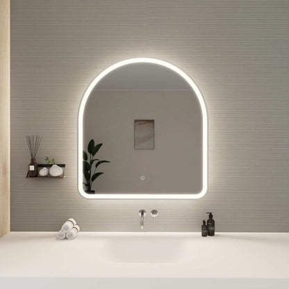 36 Inch Arch LED Front and Backlit Wall Mirror in Silver