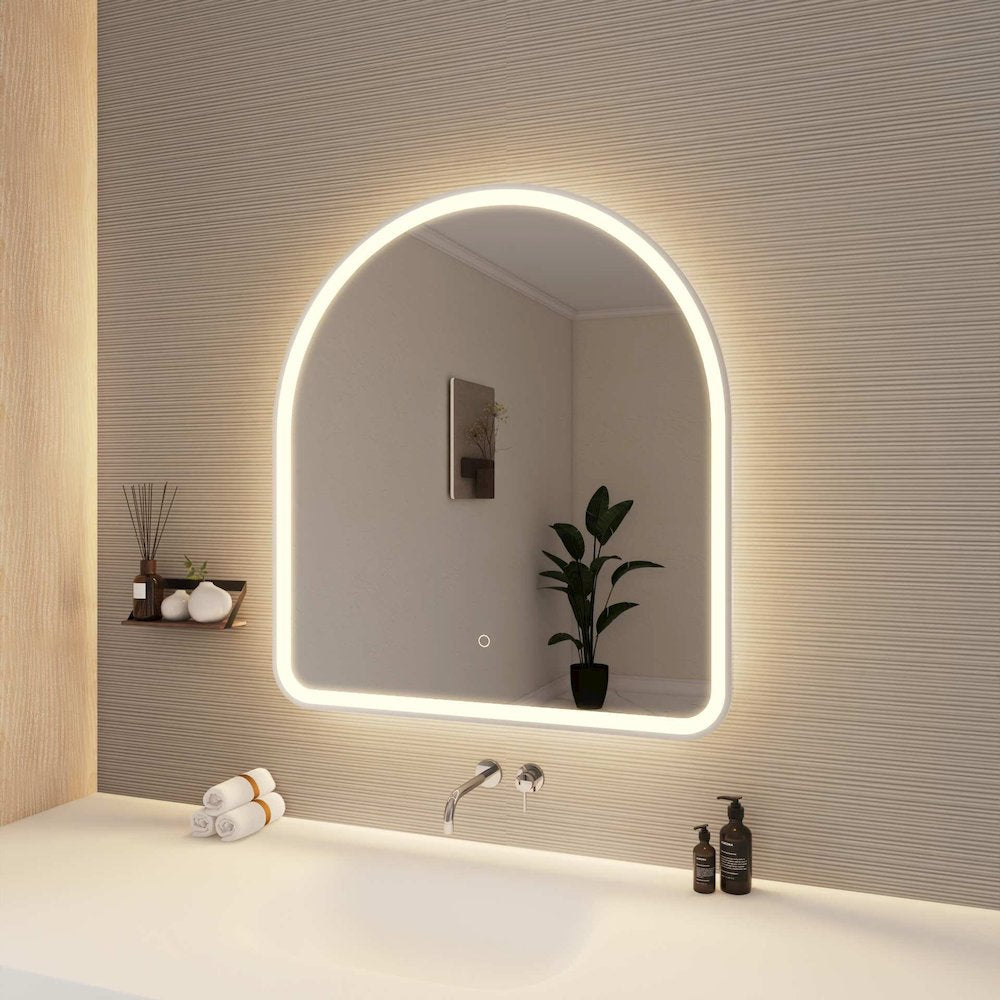 36 Inch Arch LED Front and Backlit Wall Mirror in Silver
