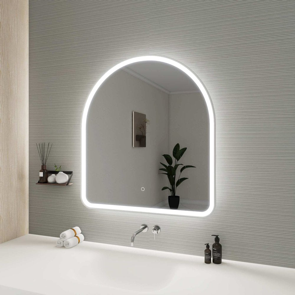 36 Inch Arch LED Front and Backlit Wall Mirror in Silver