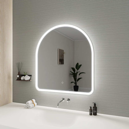 36 Inch Arch LED Front and Backlit Wall Mirror in Silver