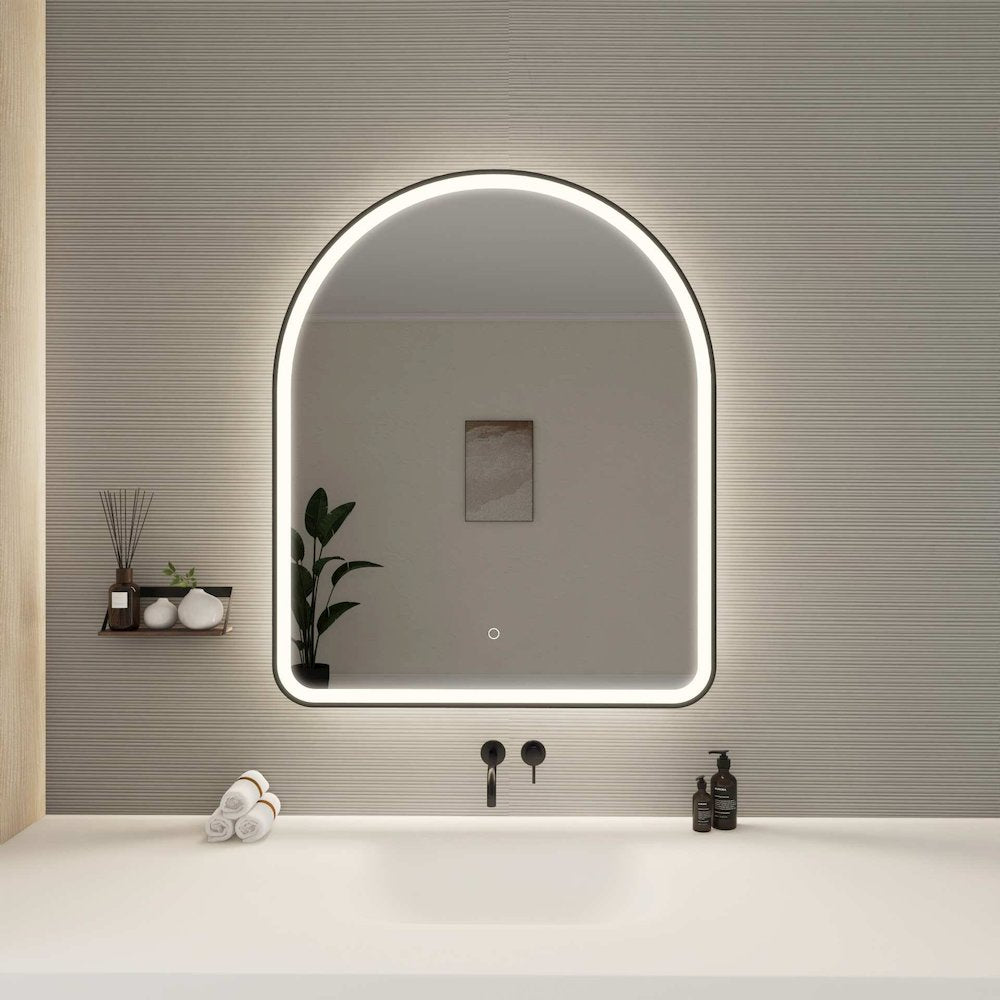 42 Inch Arch LED Front and Backlit Wall Mirror in Black