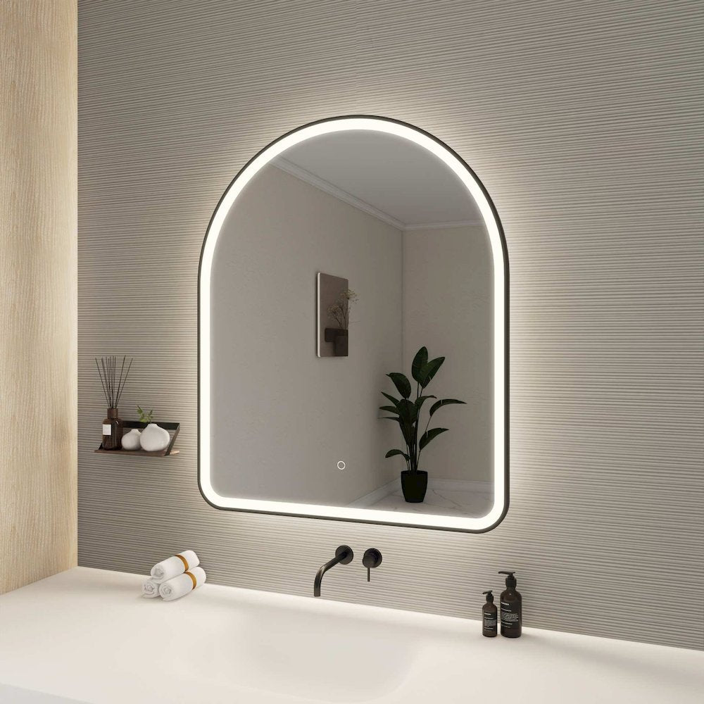 42 Inch Arch LED Front and Backlit Wall Mirror in Black