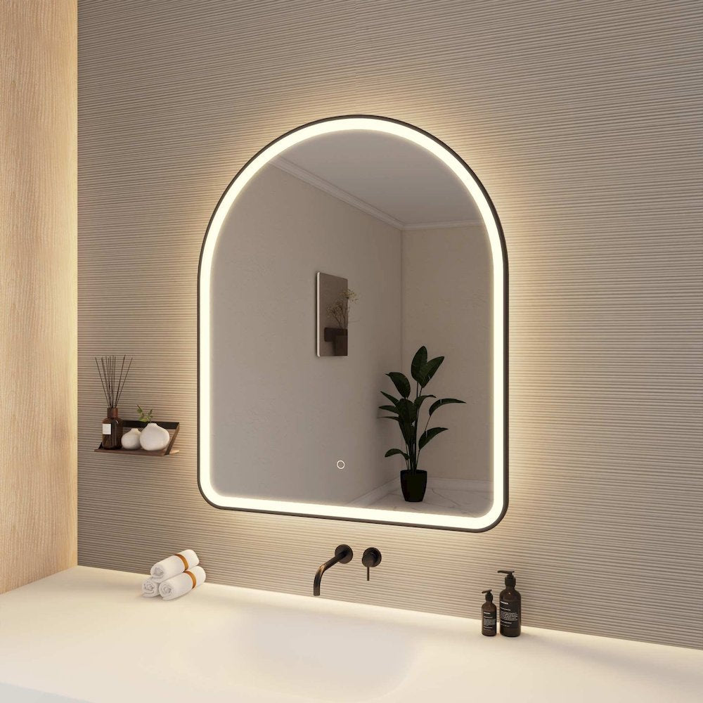42 Inch Arch LED Front and Backlit Wall Mirror in Black