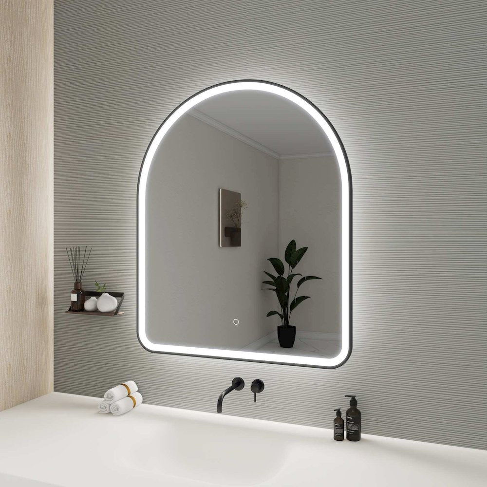 42 Inch Arch LED Front and Backlit Wall Mirror in Black