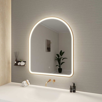 42 Inch Arch LED Front and Backlit Wall Mirror in Satin Gold