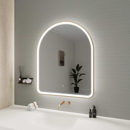 42 Inch Arch LED Front and Backlit Wall Mirror in Satin Gold