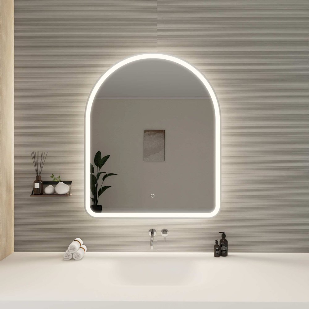 42 Inch Arch LED Front and Backlit Wall Mirror in Silver