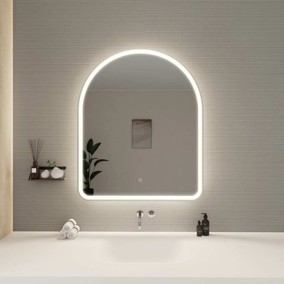 42 Inch Arch LED Front and Backlit Wall Mirror in Silver