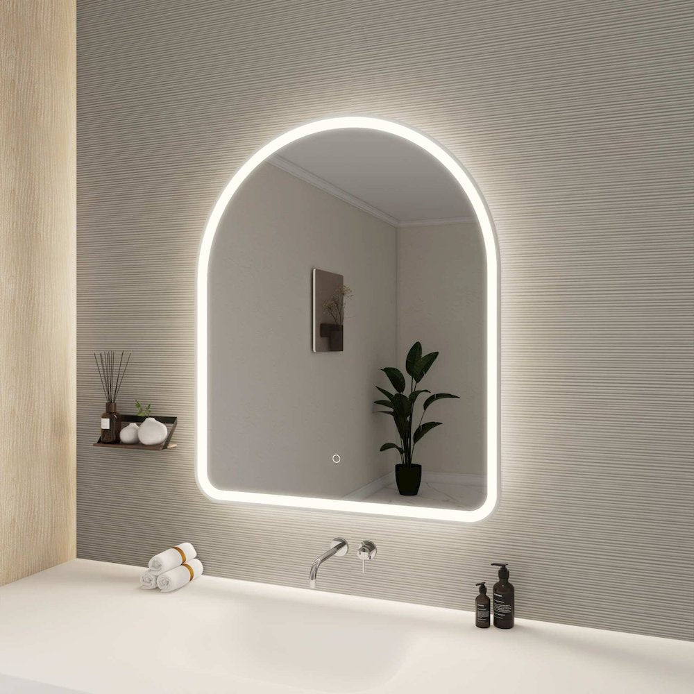 42 Inch Arch LED Front and Backlit Wall Mirror in Silver