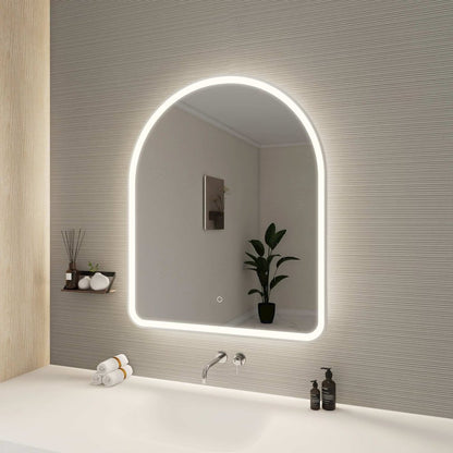 42 Inch Arch LED Front and Backlit Wall Mirror in Silver