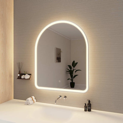 42 Inch Arch LED Front and Backlit Wall Mirror in Silver