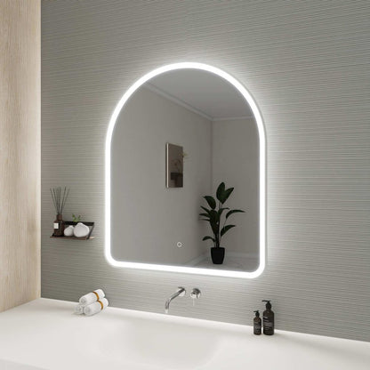42 Inch Arch LED Front and Backlit Wall Mirror in Silver