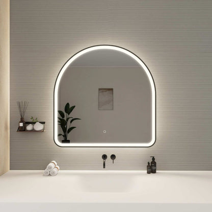 36 Inch Arch LED Front and Backlit Wall Mirror in Black