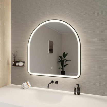 36 Inch Arch LED Front and Backlit Wall Mirror in Black