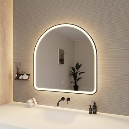 36 Inch Arch LED Front and Backlit Wall Mirror in Black
