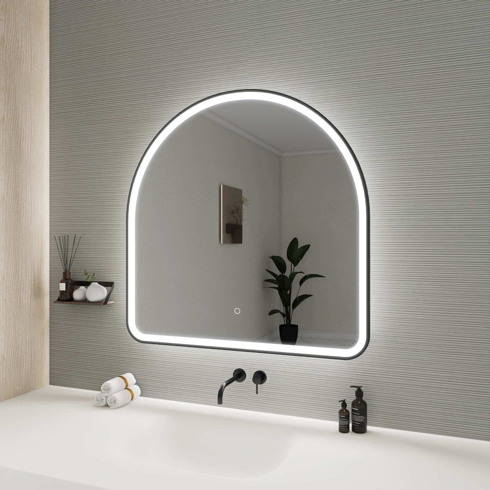 36 Inch Arch LED Front and Backlit Wall Mirror in Black