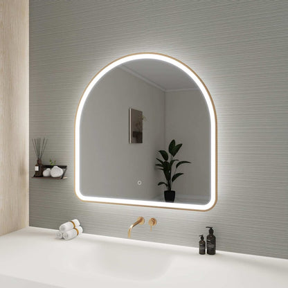 36 Inch Arch LED Front and Backlit Wall Mirror in Satin Gold