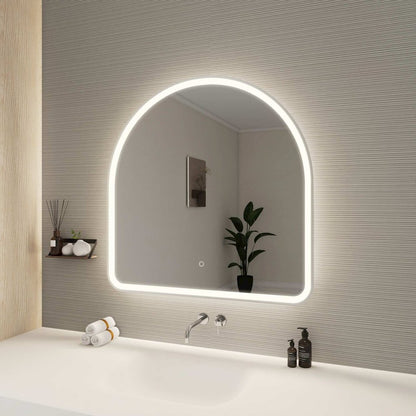 36 Inch Arch LED Front and Backlit Wall Mirror in Silver