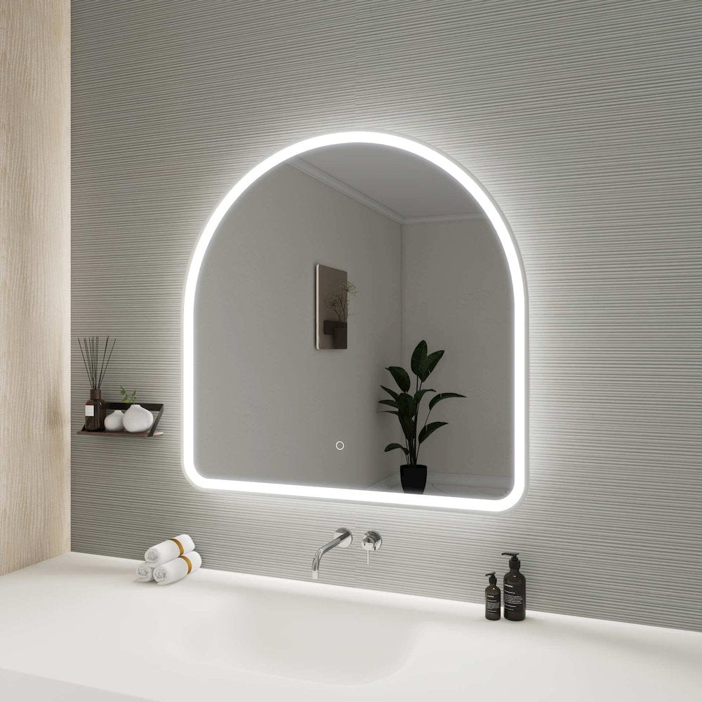 36 Inch Arch LED Front and Backlit Wall Mirror in Silver