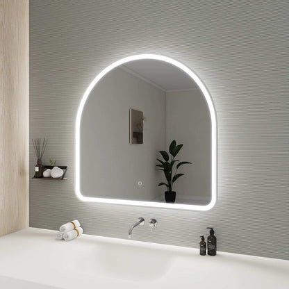 36 Inch Arch LED Front and Backlit Wall Mirror in Silver