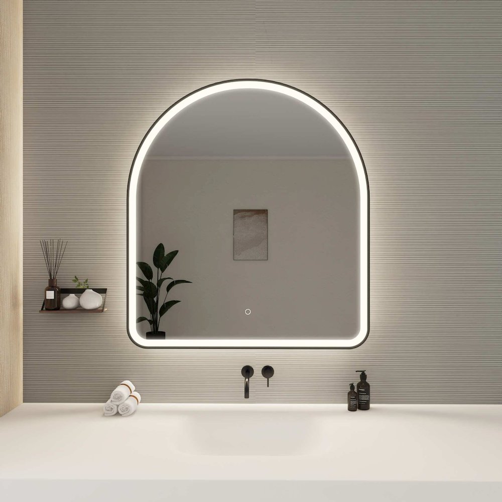 42 Inch Arch LED Front and Backlit Wall Mirror in Black