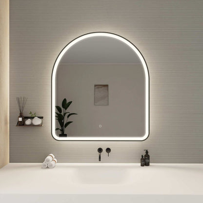 42 Inch Arch LED Front and Backlit Wall Mirror in Black