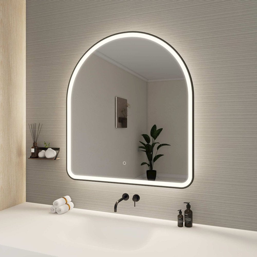 42 Inch Arch LED Front and Backlit Wall Mirror in Black