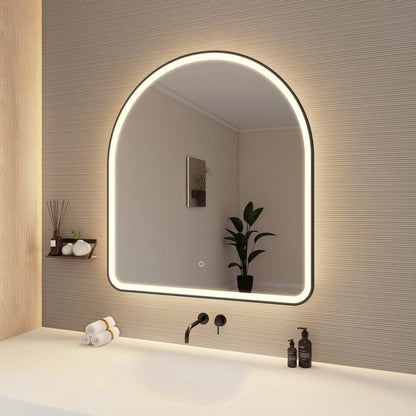 42 Inch Arch LED Front and Backlit Wall Mirror in Black
